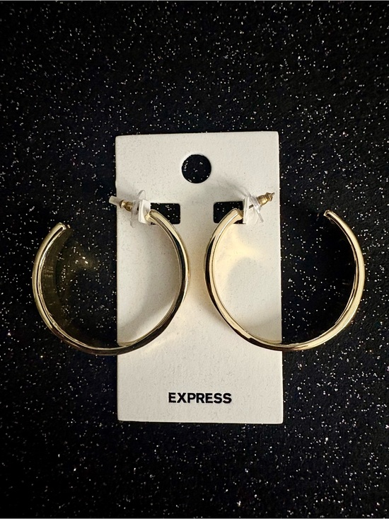 Express Jewelry - Express Shiny Gold Open Hoop Earrings